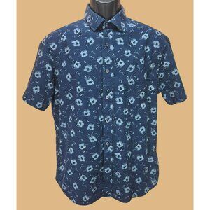 UNTUCKit Mens Floral Short Sleeve Shirt Medium Navy Blue